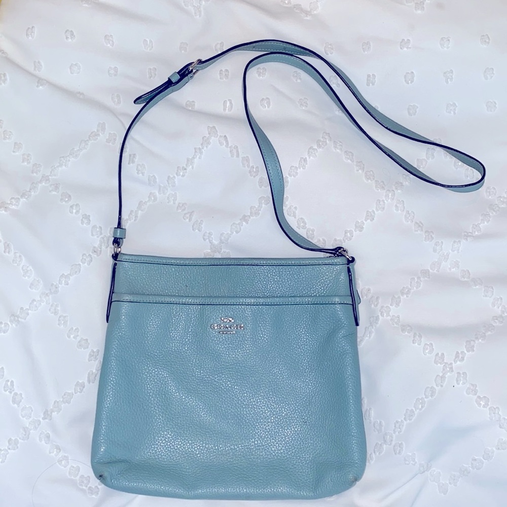 Coach Shoulder Crossbody Bag - Blue. 9in tall x 10in wide